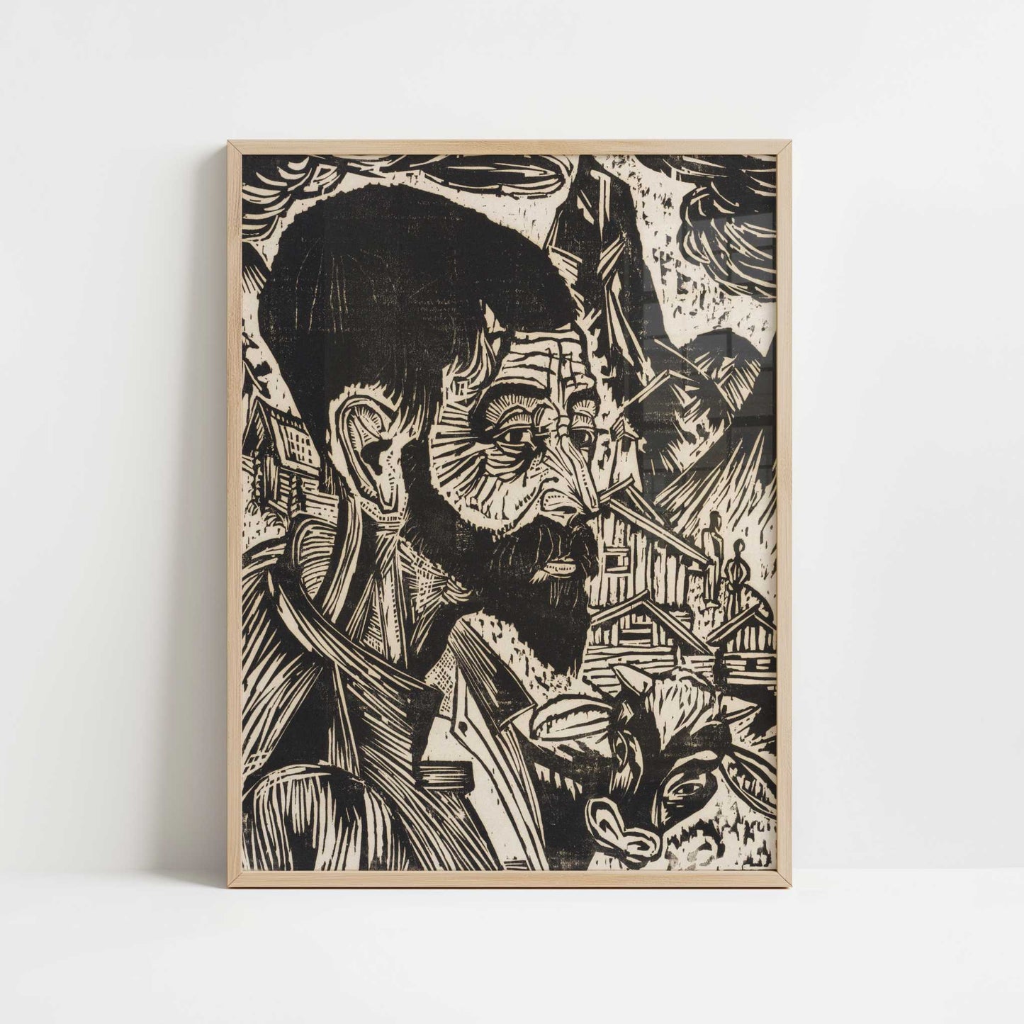 Martin Schmid (1917) by Ernst Ludwig Kirchner – Art Print - Art print in oak frame