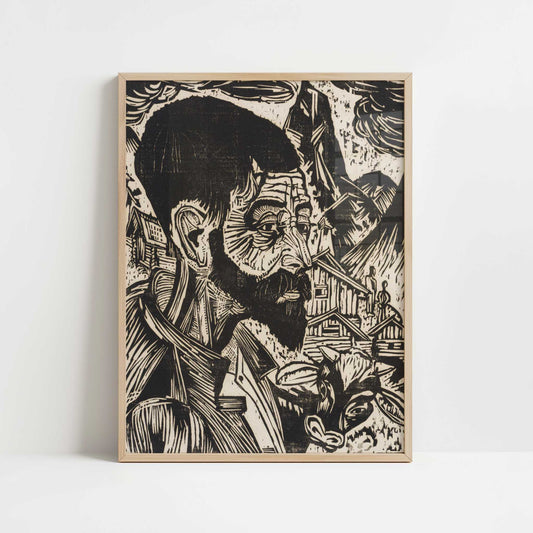 Martin Schmid (1917) by Ernst Ludwig Kirchner – Art Print - Art print in oak frame