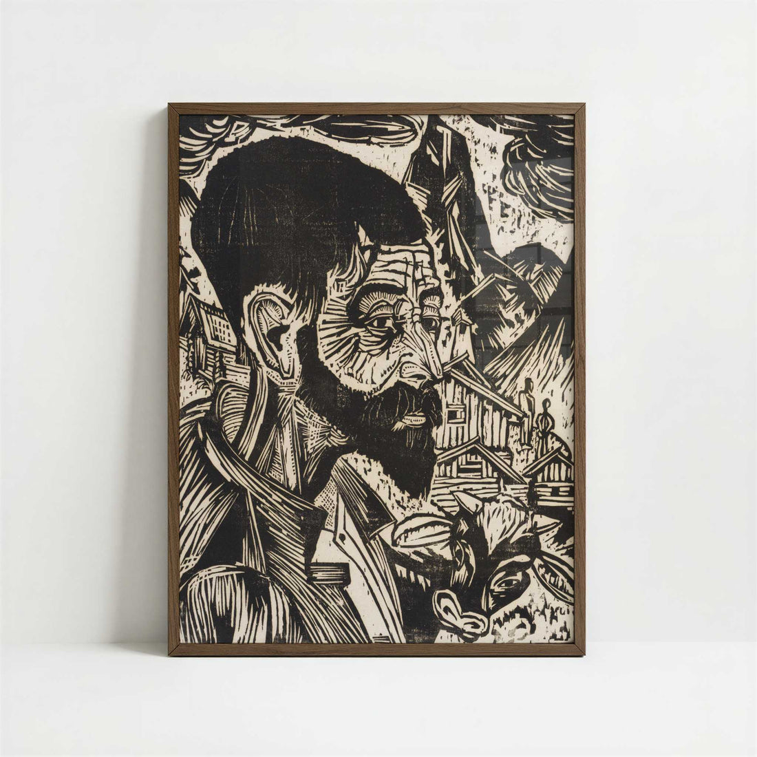 Martin Schmid (1917) by Ernst Ludwig Kirchner – Art Print - Art print in dark wood frame