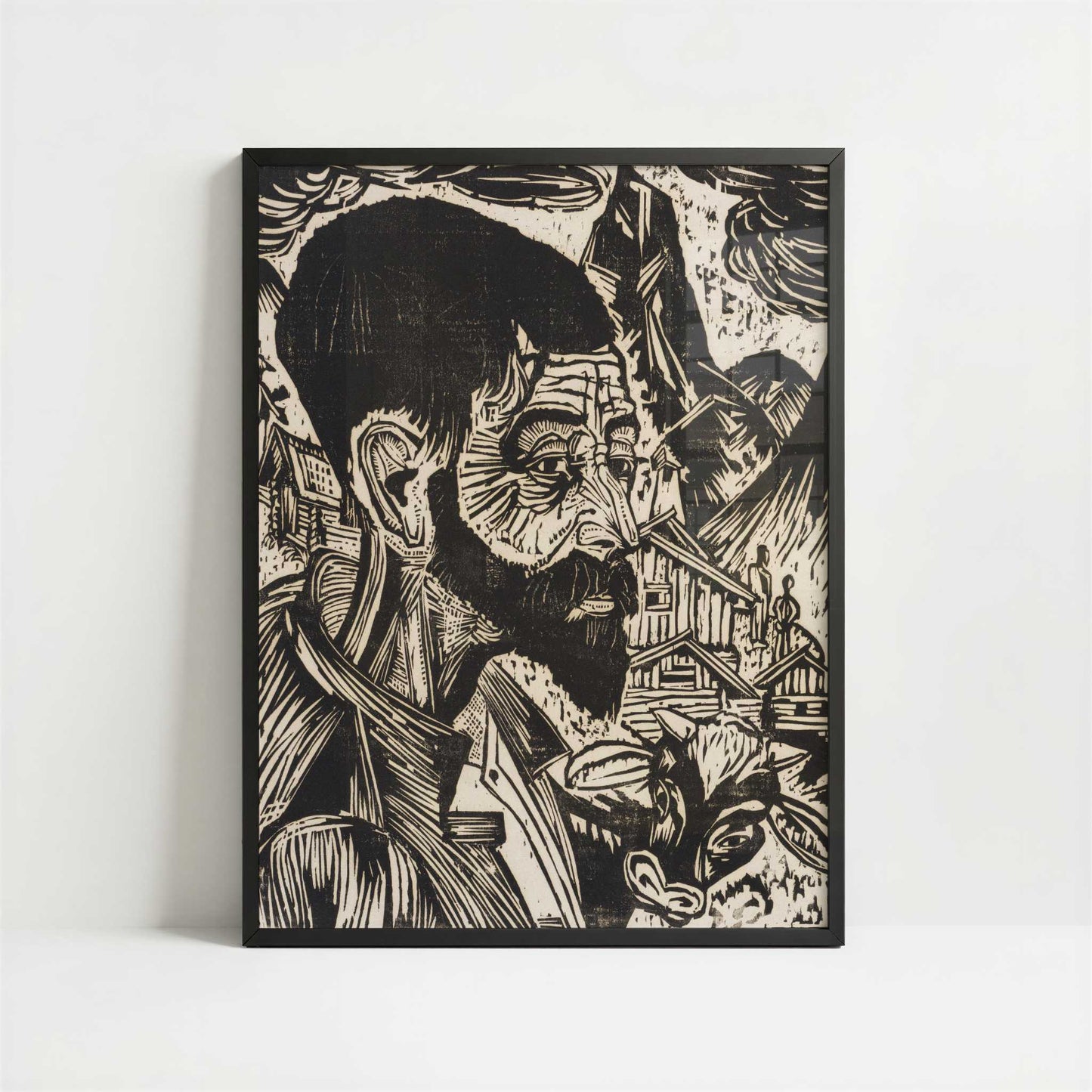 Martin Schmid (1917) by Ernst Ludwig Kirchner – Art Print - Art print in black frame