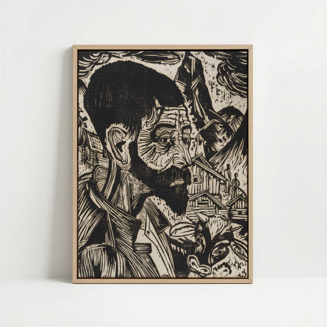 Framed Canvas - Framed canvas in oak color frame