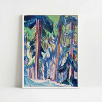 Mountain Firs in Winter (c.1924) by Ernst Ludwig Kirchner – Art Print - Art print in white frame