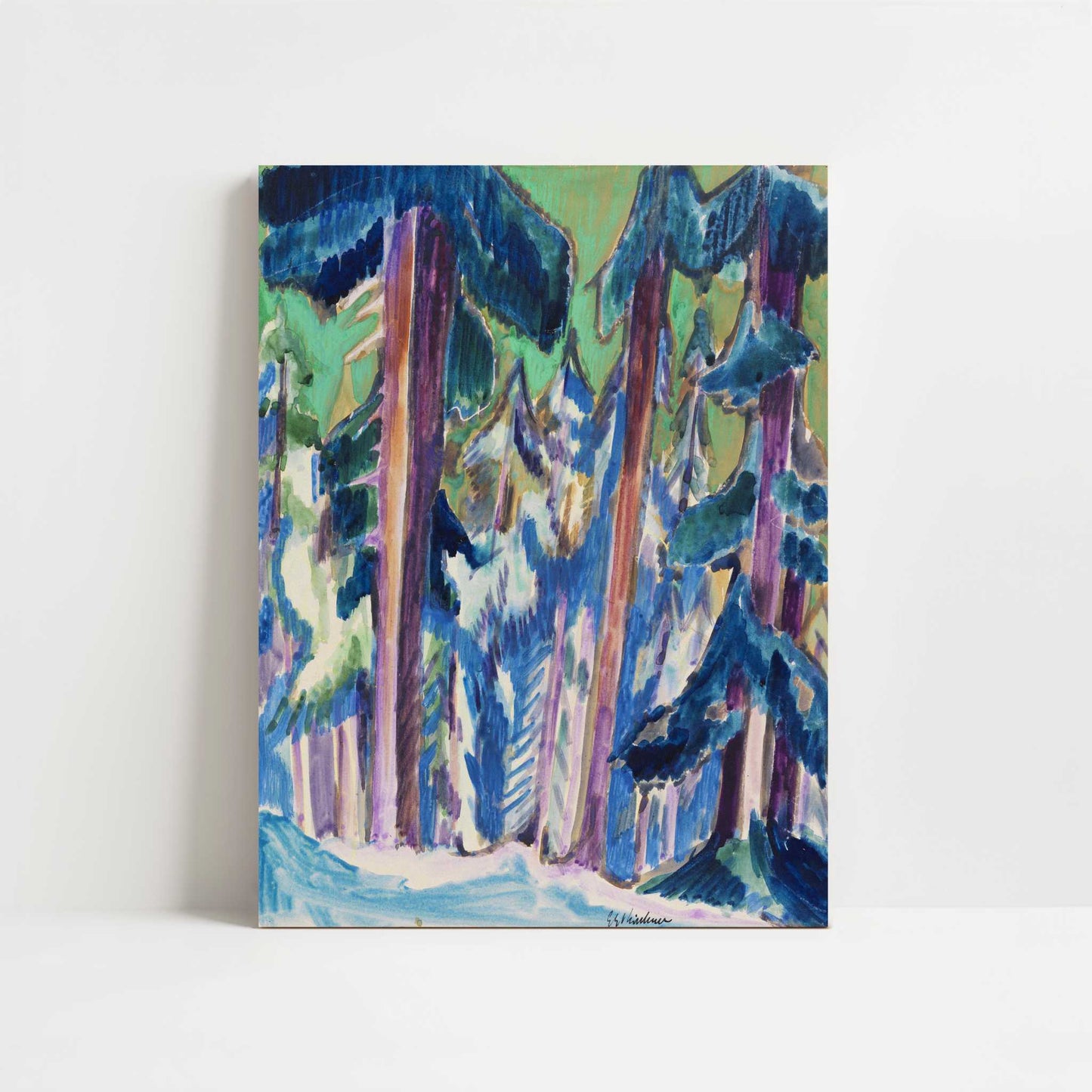 Mountain Firs in Winter (c.1924) by Ernst Ludwig Kirchner – Art Print - Unframed art print