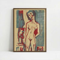 Naked Lena (1924) by Ernst Ludwig Kirchner – Art Print - Art print in dark wood frame