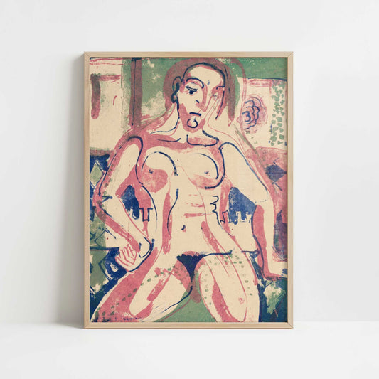 Nude Woman (1927) by Ernst Ludwig Kirchner – Art Print - Art print in oak frame