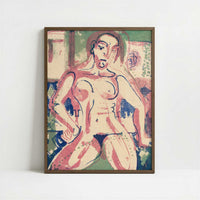 Nude Woman (1927) by Ernst Ludwig Kirchner – Art Print - Art print in dark wood frame