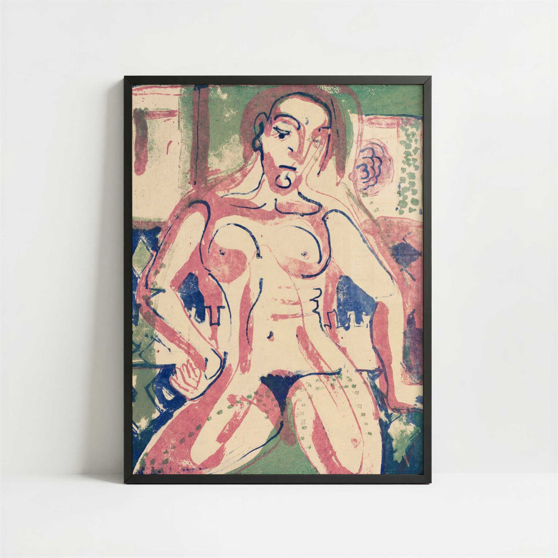 Nude Woman (1927) by Ernst Ludwig Kirchner – Art Print - Art print in black frame