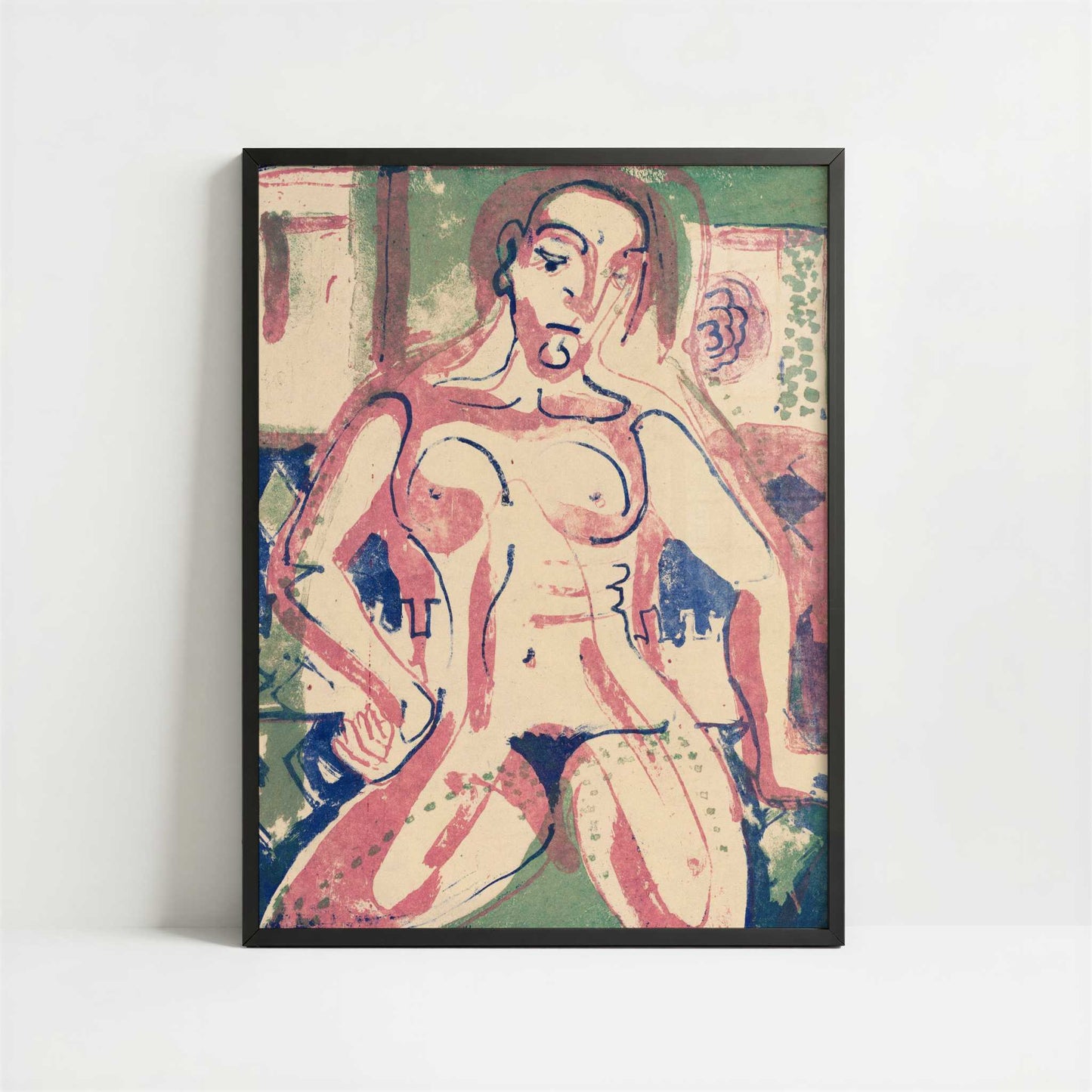 Nude Woman (1927) by Ernst Ludwig Kirchner – Art Print - Art print in black frame