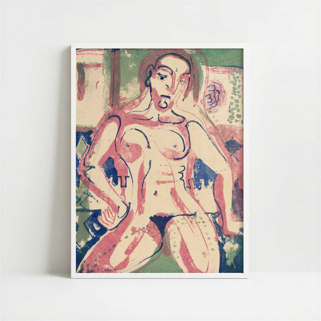Nude Woman (1927) by Ernst Ludwig Kirchner – Art Print - Art print in white frame