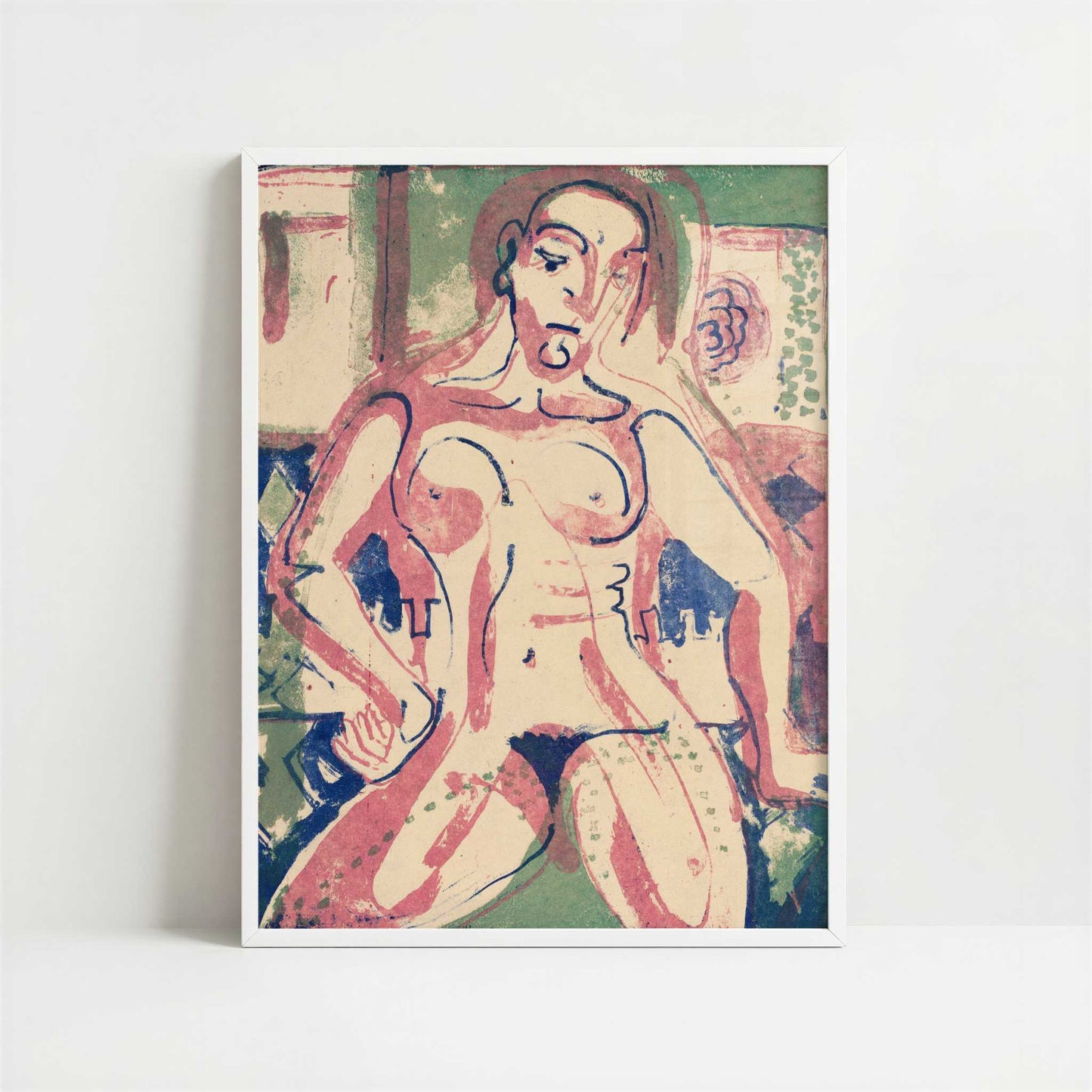 Nude Woman (1927) by Ernst Ludwig Kirchner – Art Print - Art print in white frame
