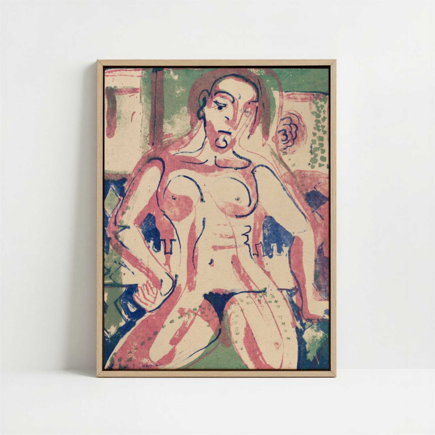 Framed Canvas - Framed canvas in oak color frame