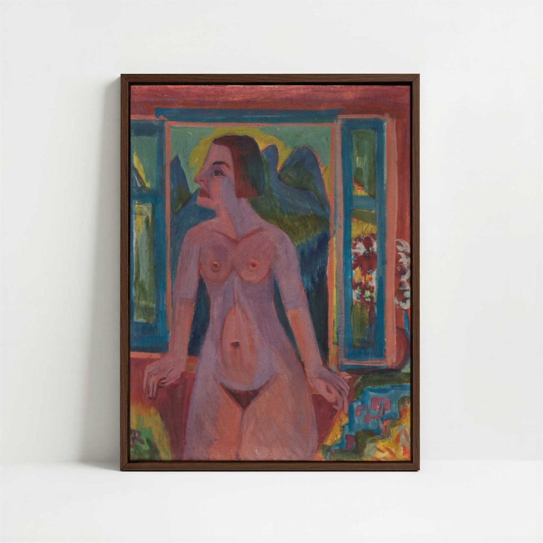 Framed Canvas - Framed canvas in dark wood color frame