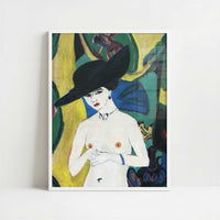 Nude with Hat (1915) by Ernst Ludwig Kirchner – Art Print - Art print in white frame