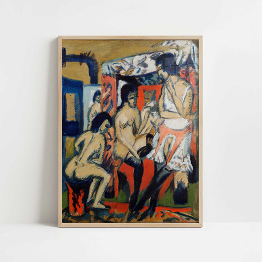 Nudes in Studio (1912) by Ernst Ludwig Kirchner – Art Print - Art print in oak frame