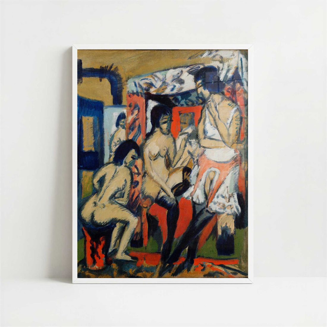 Nudes in Studio (1912) by Ernst Ludwig Kirchner – Art Print - Art print in white frame