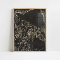 Old Bearded Alpine Farmer in Black Hat (1919) by Ernst Ludwig Kirchner – Art Print - Art print in oak frame