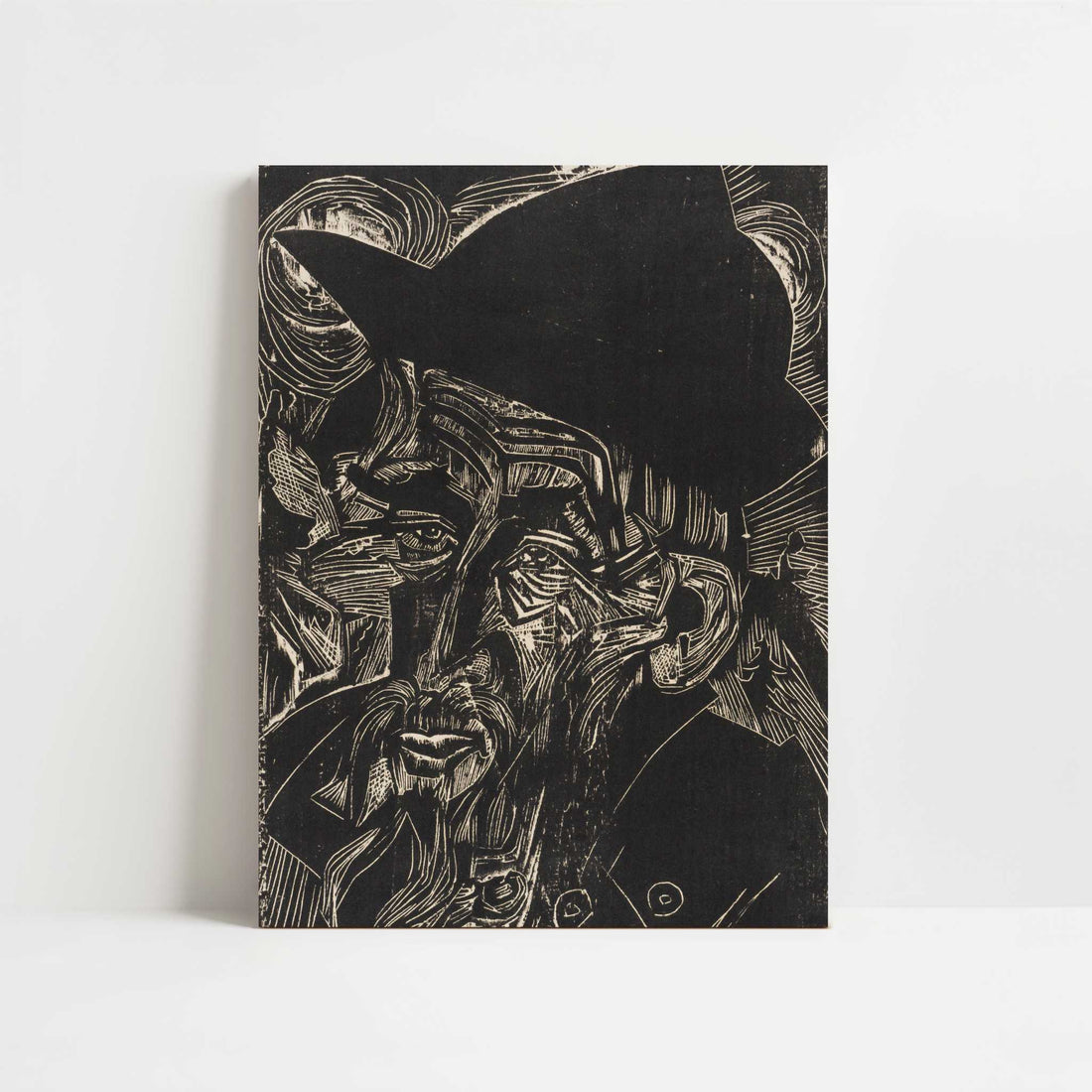 Old Bearded Alpine Farmer in Black Hat (1919) by Ernst Ludwig Kirchner – Art Print - Unframed art print
