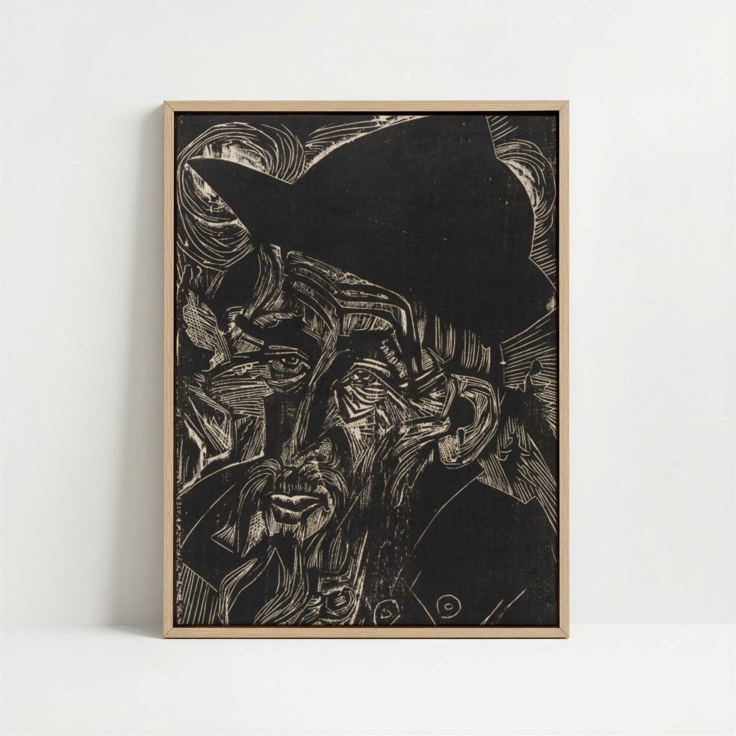 Framed Canvas - Framed canvas in oak color frame