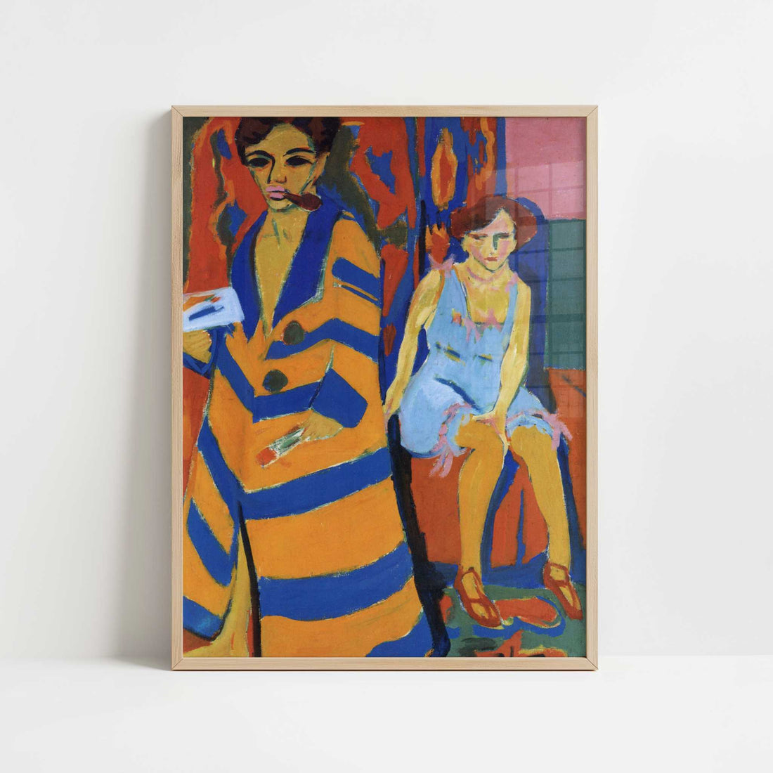 Painter and Model (1910, revised 1926) by Ernst Ludwig Kirchner – Art Print - Art print in oak frame