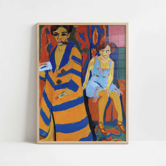Painter and Model (1910, revised 1926) by Ernst Ludwig Kirchner – Art Print - Art print in oak frame