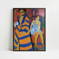 Painter and Model (1910, revised 1926) by Ernst Ludwig Kirchner – Art Print - Art print in black frame