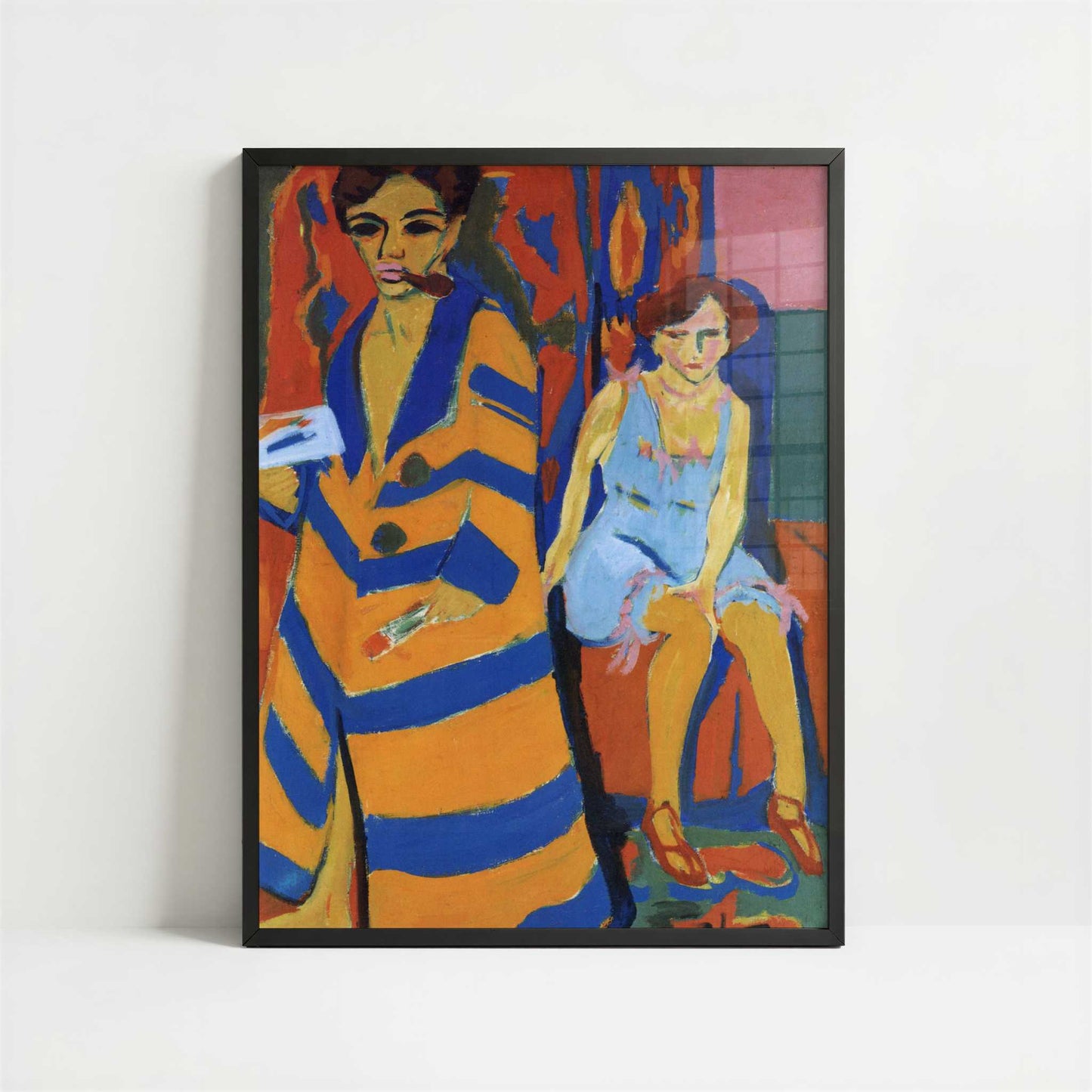 Painter and Model (1910, revised 1926) by Ernst Ludwig Kirchner – Art Print - Art print in black frame