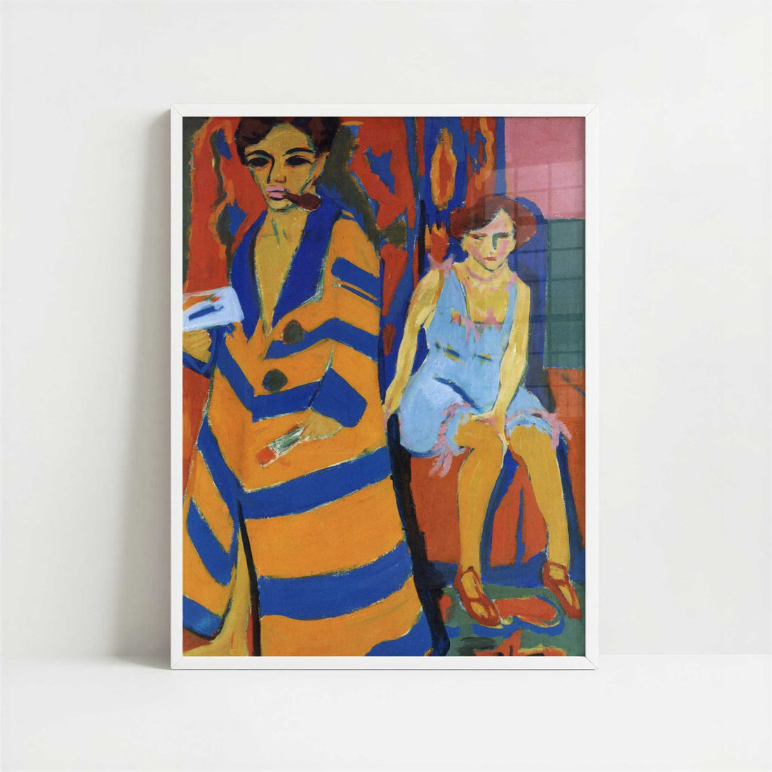 Painter and Model (1910, revised 1926) by Ernst Ludwig Kirchner – Art Print - Art print in white frame