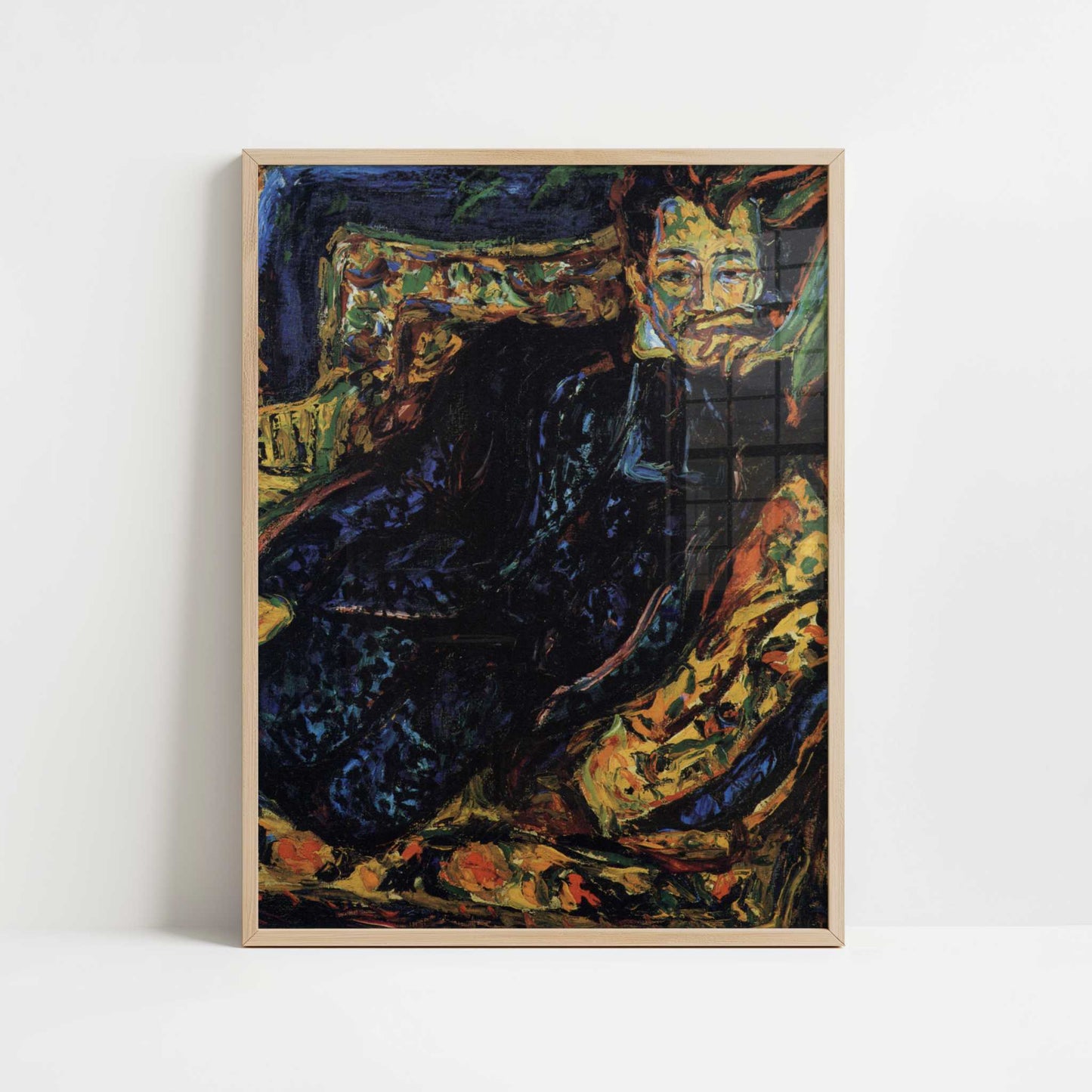 Portrait of Hans Frisch (1907) by Ernst Ludwig Kirchner – Art Print - Art print in oak frame
