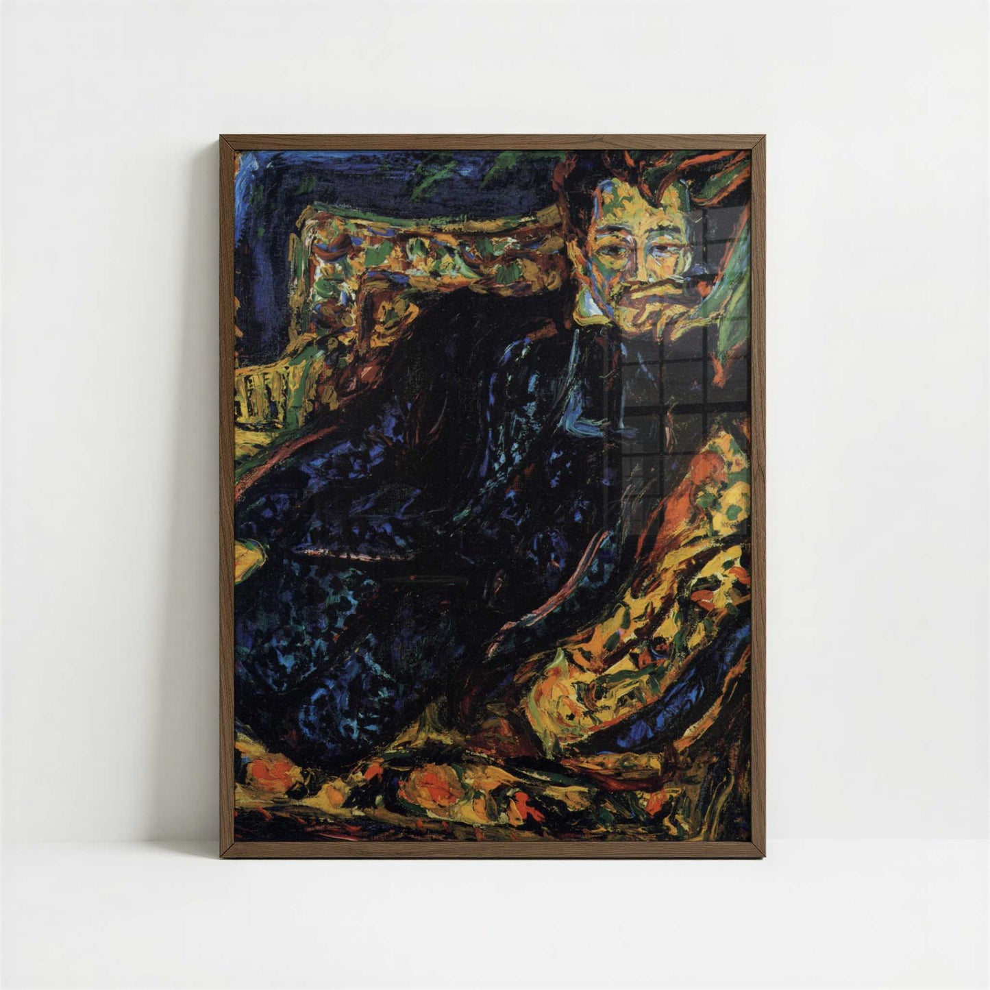 Portrait of Hans Frisch (1907) by Ernst Ludwig Kirchner – Art Print - Art print in dark wood frame