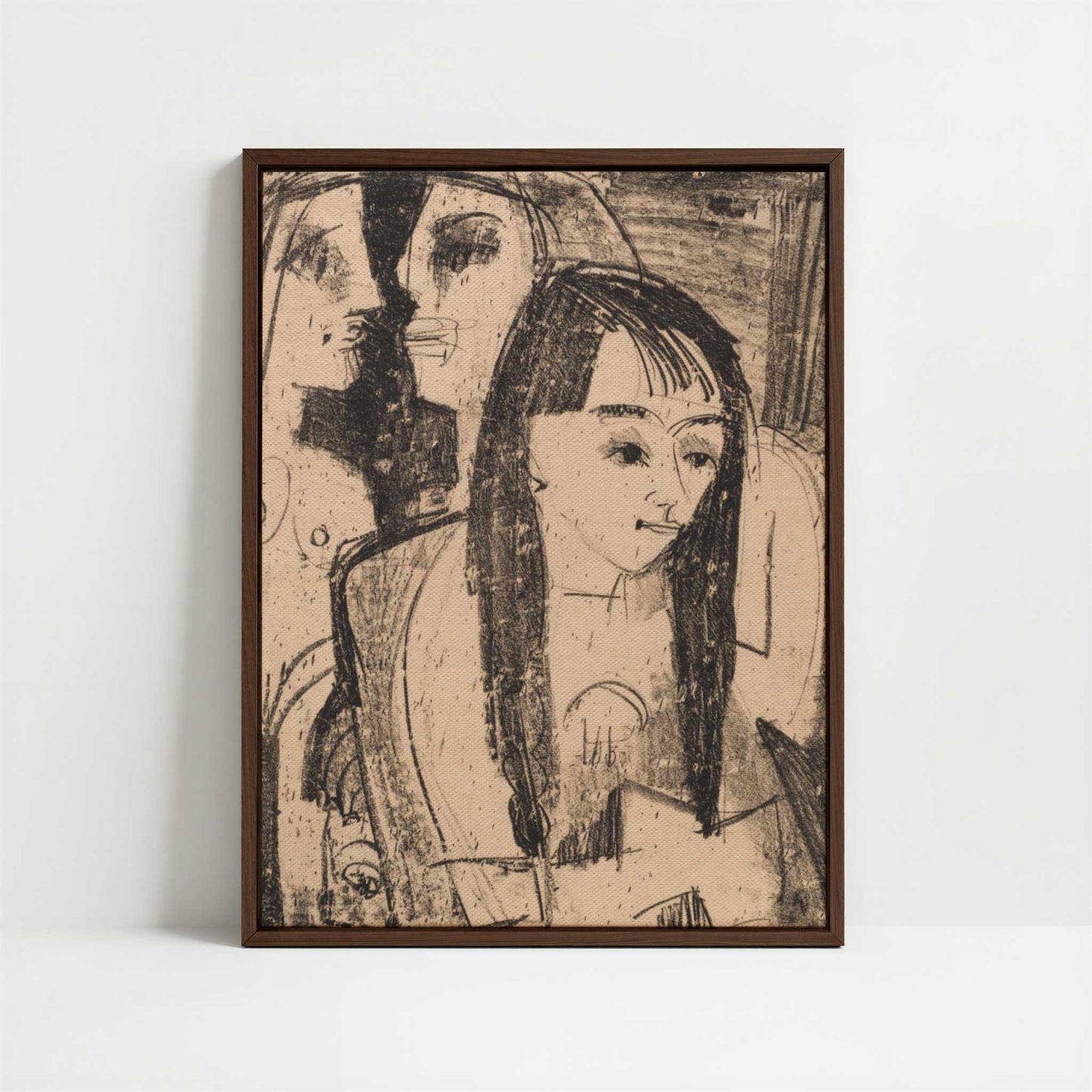 Framed Canvas - Framed canvas in dark wood color frame