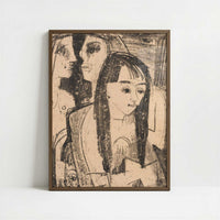 Portrait of a Girl (1921) by Ernst Ludwig Kirchner – Art Print - Art print in dark wood frame
