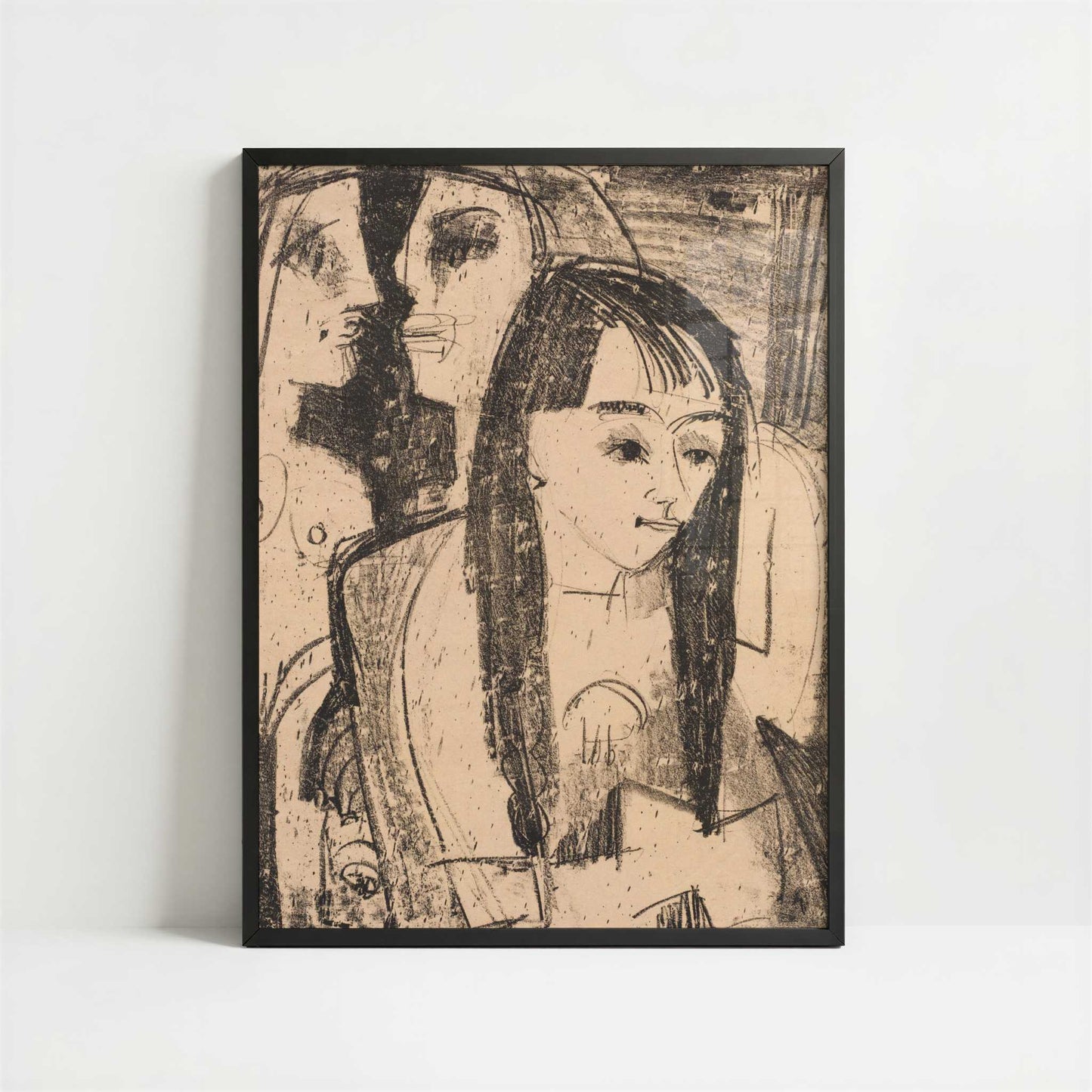 Portrait of a Girl (1921) by Ernst Ludwig Kirchner – Art Print - Art print in black frame