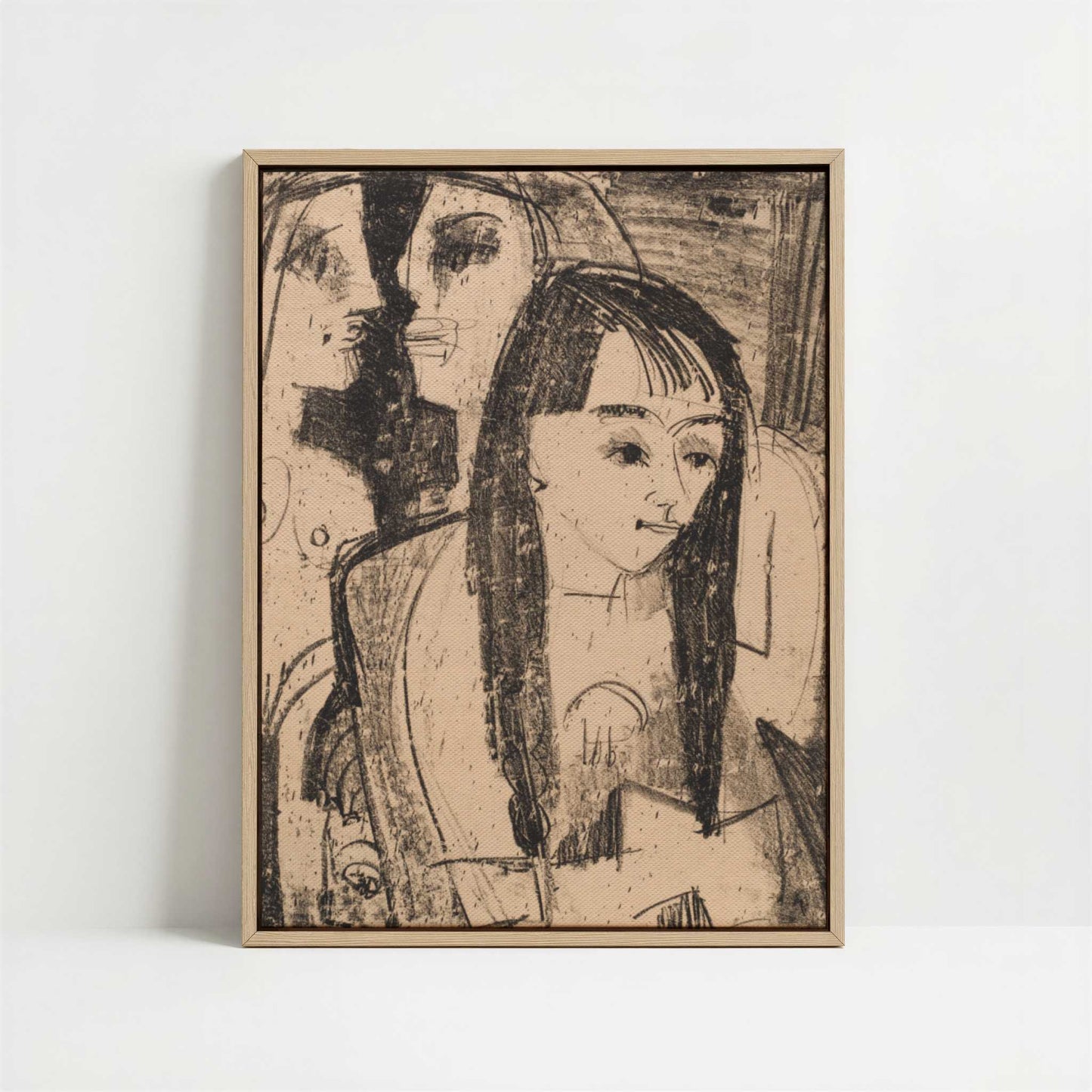 Framed Canvas - Framed canvas in oak color frame