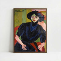 Portrait of a Woman (1911) by Ernst Ludwig Kirchner – Art Print - Art print in dark wood frame