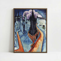 Red Tower in Halle (1915) by Ernst Ludwig Kirchner – Art Print - Art print in dark wood frame