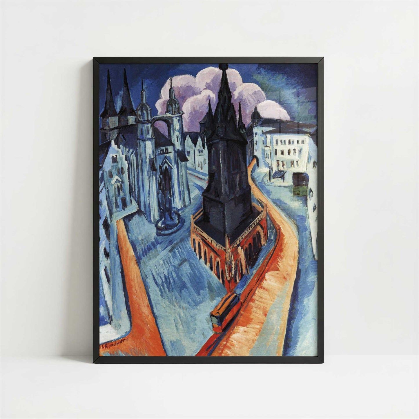 Red Tower in Halle (1915) by Ernst Ludwig Kirchner – Art Print - Art print in black frame