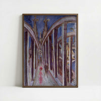 Rhine River Bridge at Cologne (1914) by Ernst Ludwig Kirchner – Art Print - Art print in dark wood frame