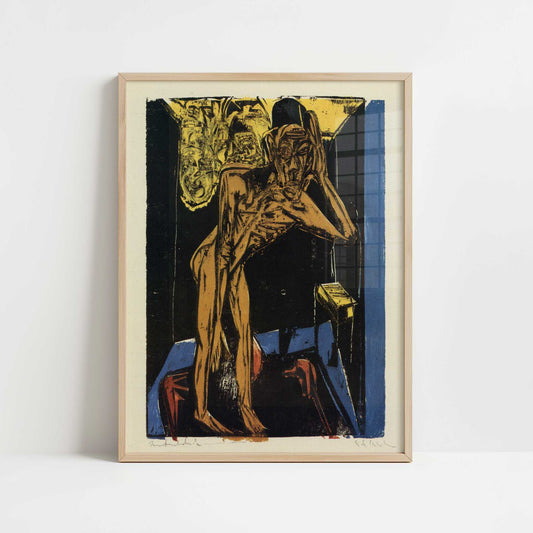 Schlemihl Alone in His Room (1915) by Ernst Ludwig Kirchner – Art Print - Art print in oak frame