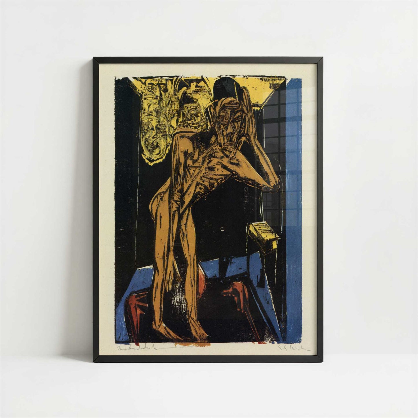 Schlemihl Alone in His Room (1915) by Ernst Ludwig Kirchner – Art Print - Art print in black frame