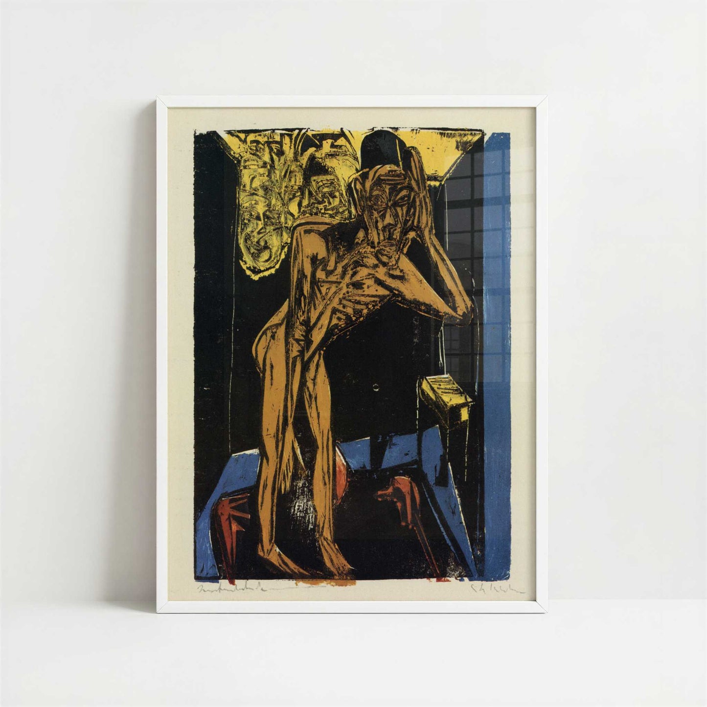 Schlemihl Alone in His Room (1915) by Ernst Ludwig Kirchner – Art Print - Art print in white frame