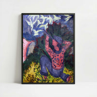 Seagull Hunter in the Woods (1912) by Ernst Ludwig Kirchner – Art Print - Art print in black frame