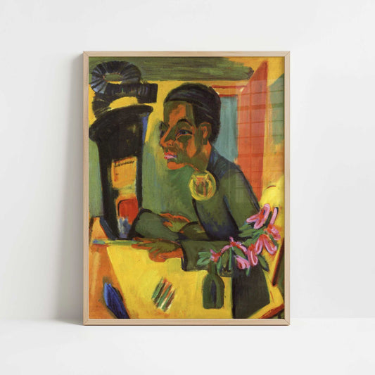 Self-portrait (1920) by Ernst Ludwig Kirchner – Art Print - Art print in oak frame