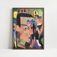 Self-portrait (1928) by Ernst Ludwig Kirchner – Art Print - Art print in dark wood frame