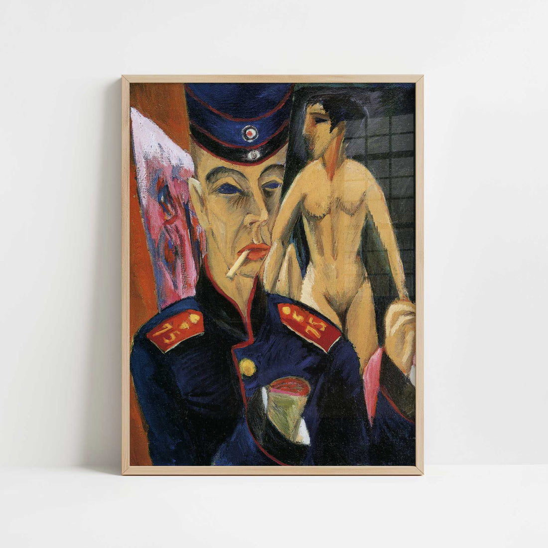 Self-portrait as a Soldier (1915) by Ernst Ludwig Kirchner – Art Print - Art print in oak frame