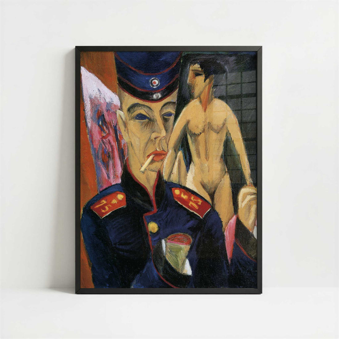 Self-portrait as a Soldier (1915) by Ernst Ludwig Kirchner – Art Print - Art print in black frame