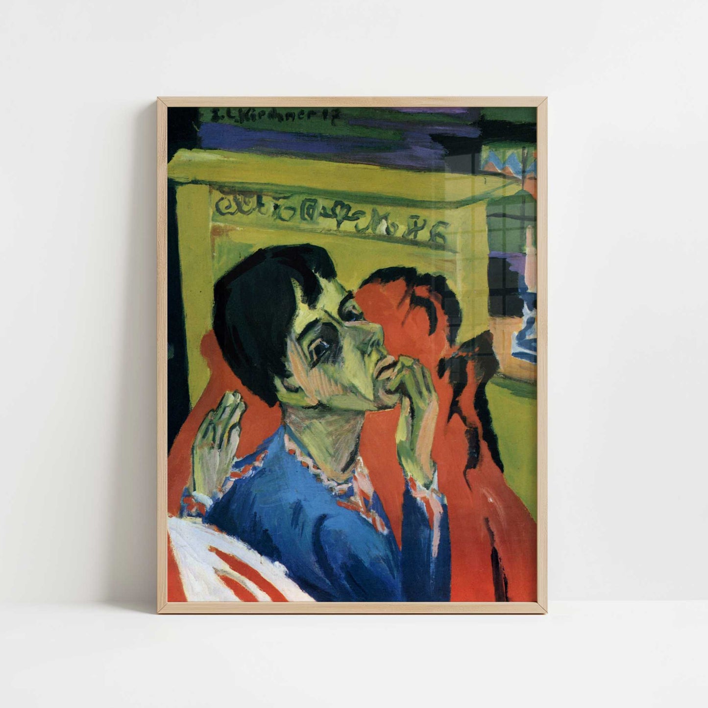 Self-portrait as a Sick Man (1917-20) by Ernst Ludwig Kirchner – Art Print - Art print in oak frame