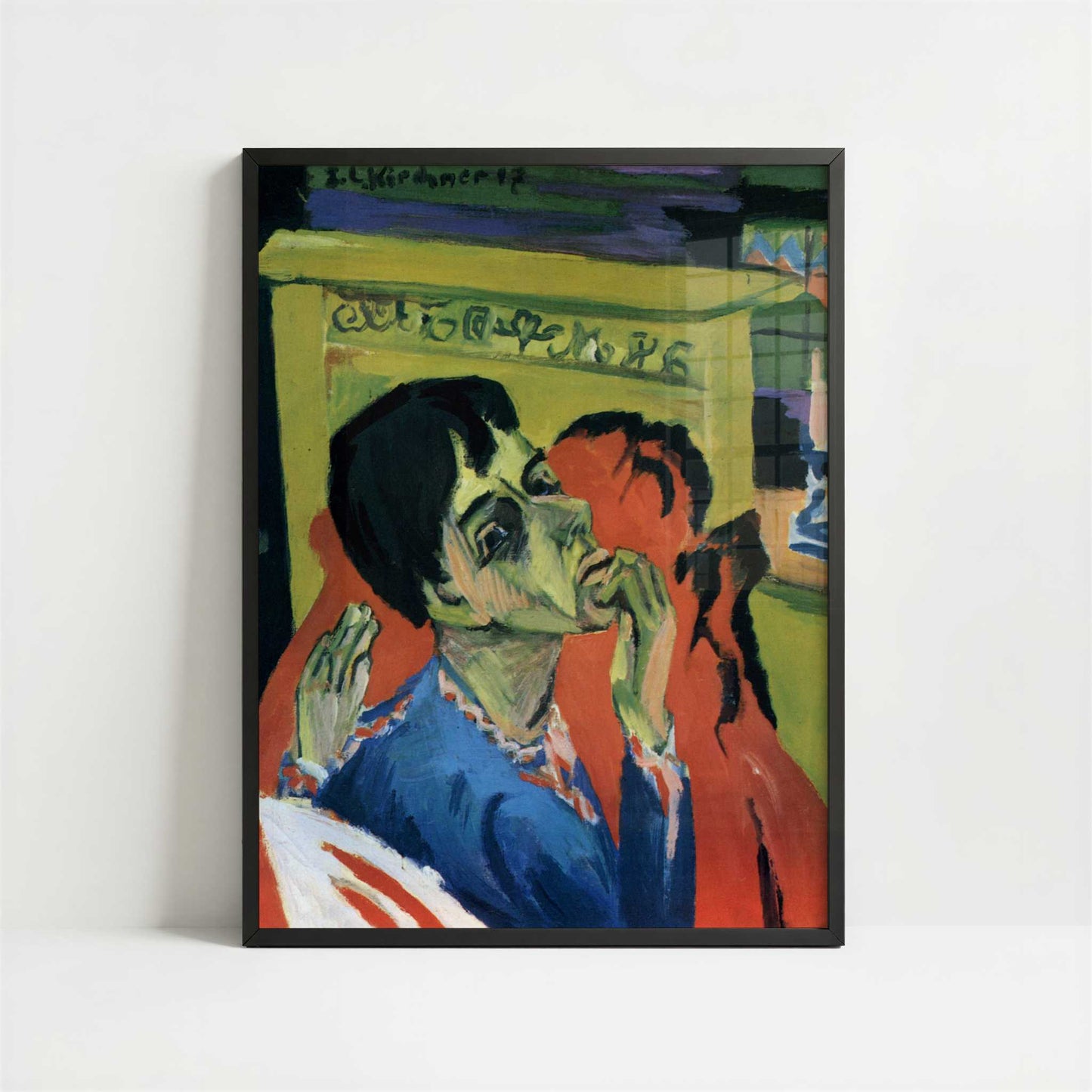 Self-portrait as a Sick Man (1917-20) by Ernst Ludwig Kirchner – Art Print - Art print in black frame