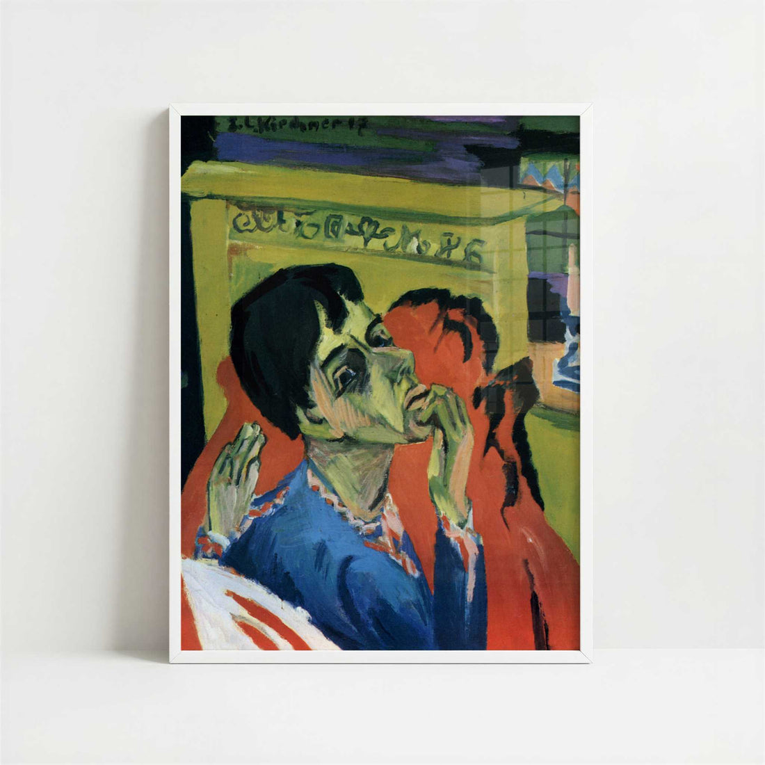 Self-portrait as a Sick Man (1917-20) by Ernst Ludwig Kirchner – Art Print - Art print in white frame