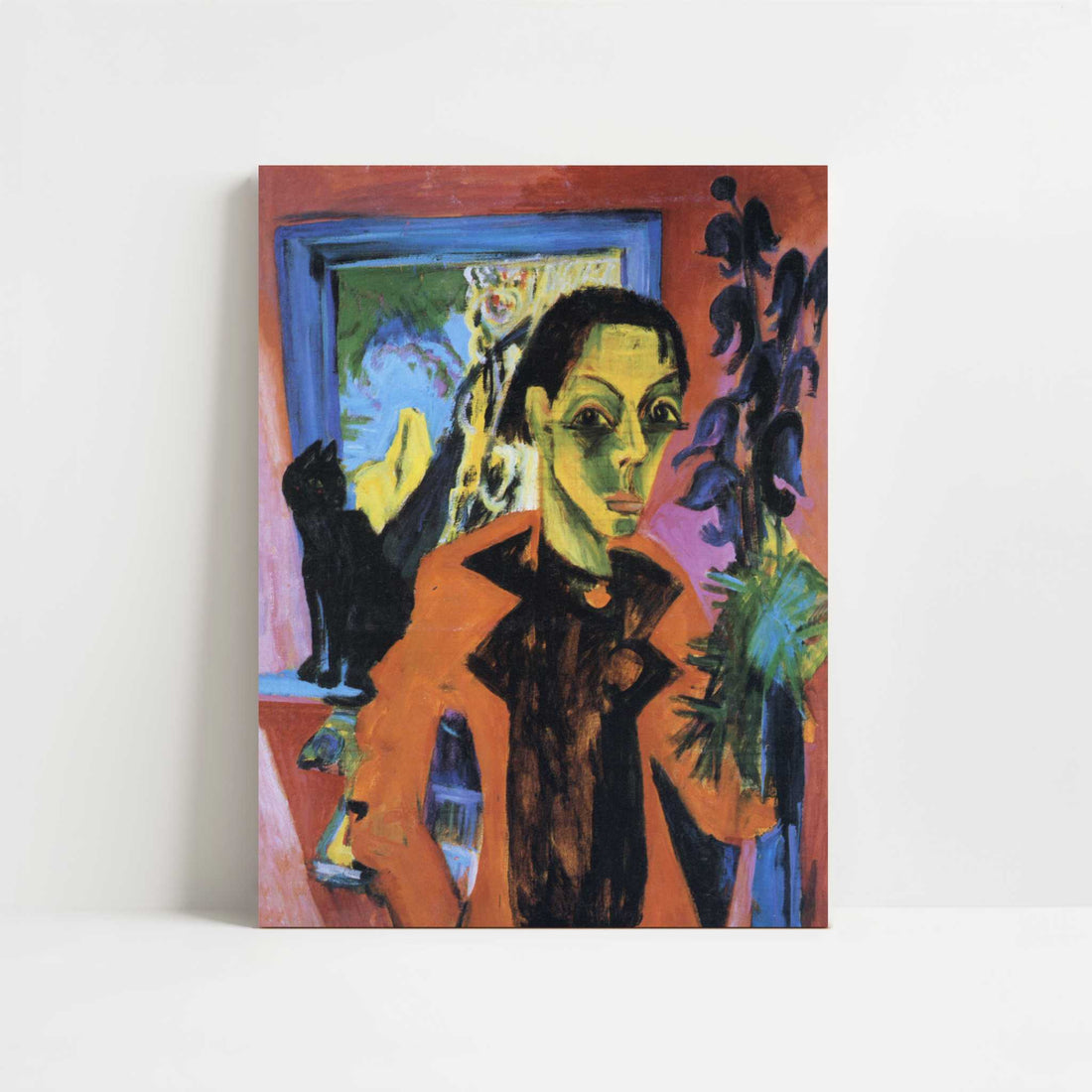 Self-portrait with a Cat (1919-20) by Ernst Ludwig Kirchner – Art Print - Unframed art print