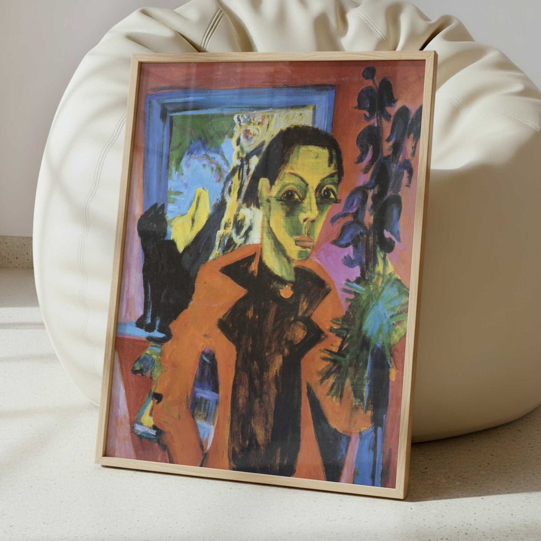 Self-portrait with a Cat (1919-20) by Ernst Ludwig Kirchner – Art Print - Interior inspiration